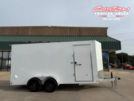 New #001371 2025 CELLTECH TA3 7 X 16 TANDEM AXLE ALL STEEL ENCLOSED W/ REAR RAMP DOOR