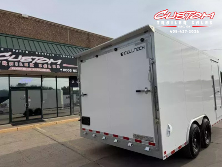 New #002006 2026 CELLTECH TA5 8.5 X 16 TANDEM AXLE ALL STEEL ENCLOSED 14K W/ REAR RAMP DOOR