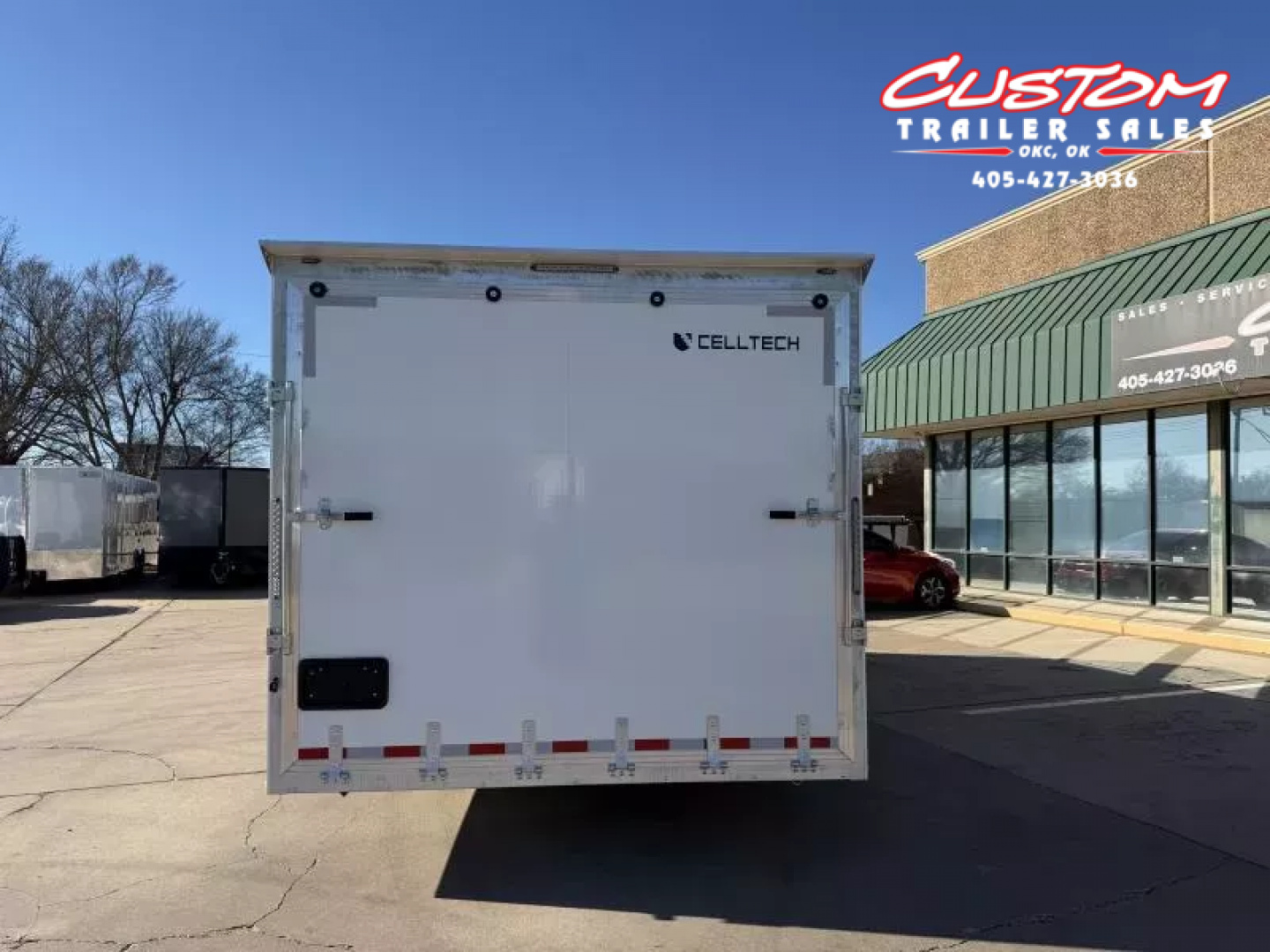 New #002083 2026 CELL TECH TA5 8.5 X 20 TANDEM AXLE ALL STEEL ENCLOSED 14K W/ DOVE TAIL & REAR RAMP DOOR