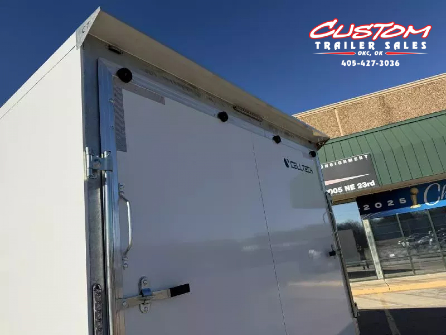 New #002083 2026 CELL TECH TA5 8.5 X 20 TANDEM AXLE ALL STEEL ENCLOSED 14K W/ DOVE TAIL & REAR RAMP DOOR