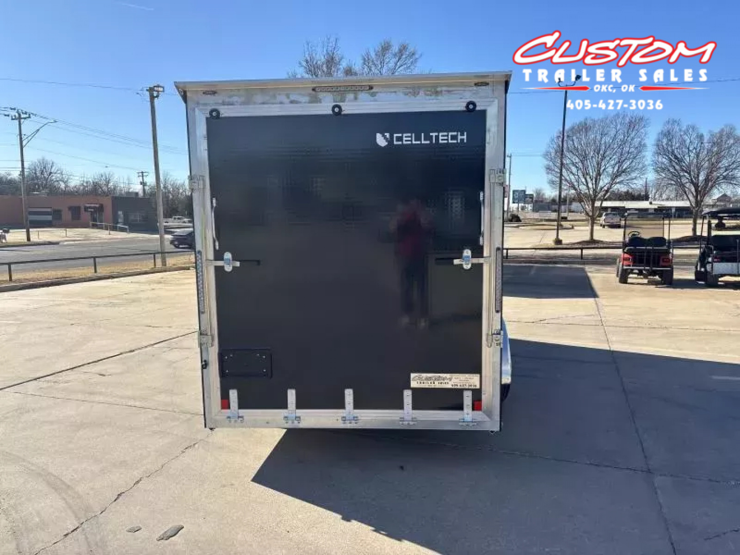 New #002085 2026 CELL TECH TA3 7 X 16 TANDEM AXLE ALL STEEL ENCLOSED W/ REAR RAMP DOOR