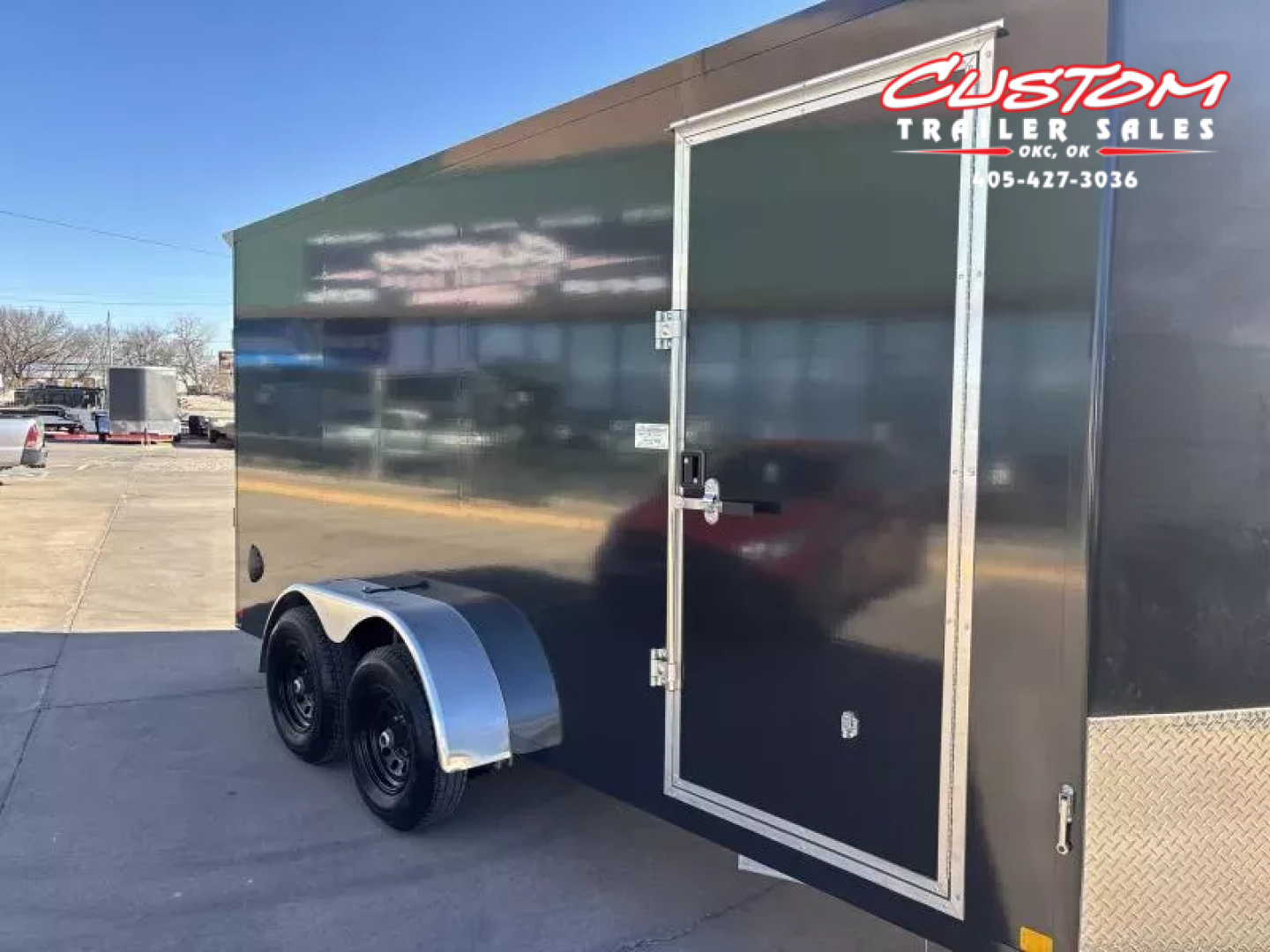 New #002085 2026 CELL TECH TA3 7 X 16 TANDEM AXLE ALL STEEL ENCLOSED W/ REAR RAMP DOOR