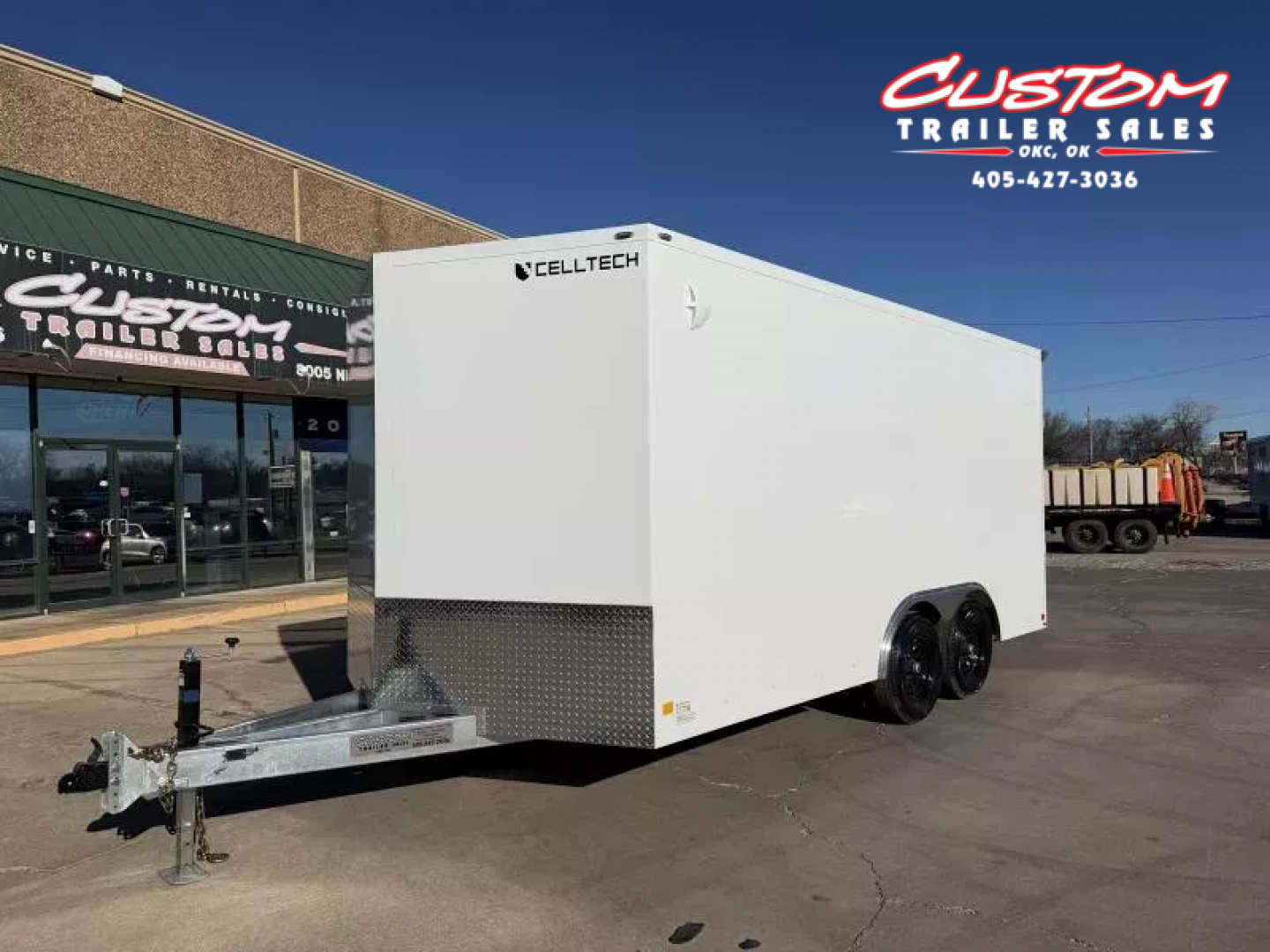 New #002086 2026 CELL TECH TA3 8.5 X 16 TANDEM AXLE ALL STEEL ENCLOSED W/ REAR RAMP DOOR