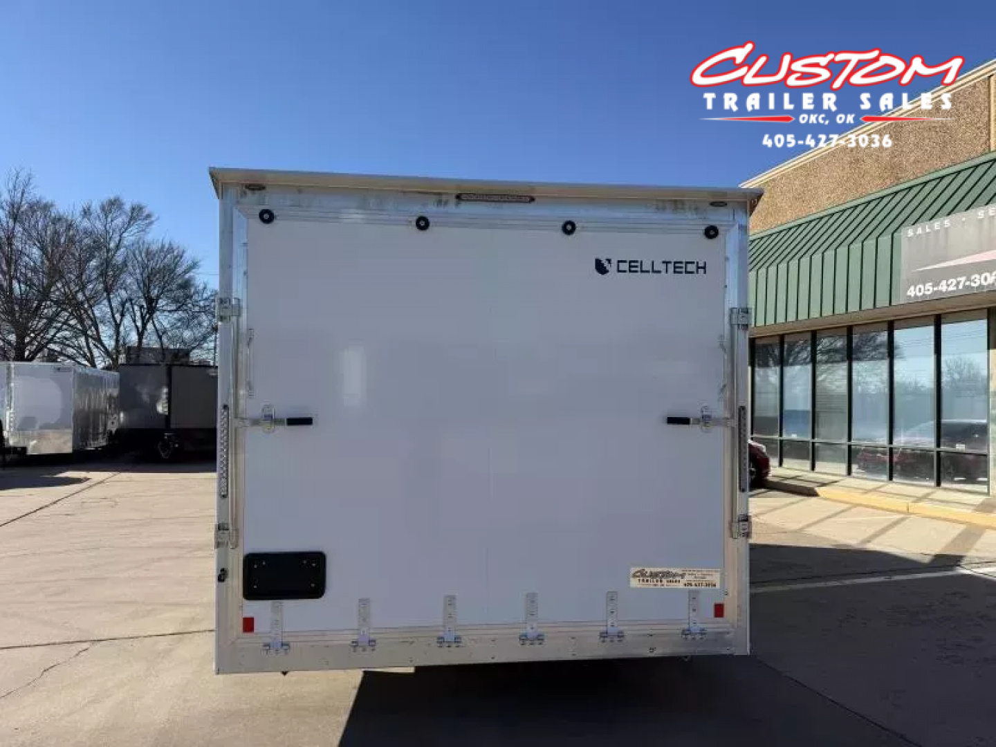 New #002086 2026 CELL TECH TA3 8.5 X 16 TANDEM AXLE ALL STEEL ENCLOSED W/ REAR RAMP DOOR