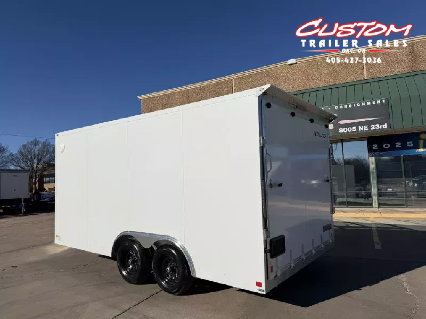 New #002086 2026 CELL TECH TA3 8.5 X 16 TANDEM AXLE ALL STEEL ENCLOSED W/ REAR RAMP DOOR