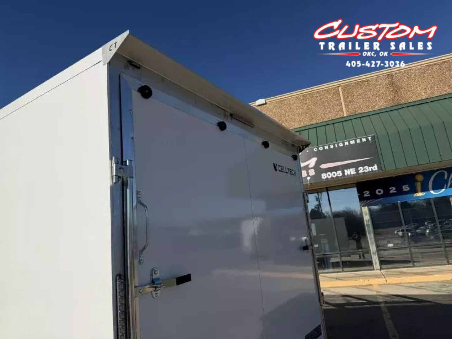 New #002086 2026 CELL TECH TA3 8.5 X 16 TANDEM AXLE ALL STEEL ENCLOSED W/ REAR RAMP DOOR