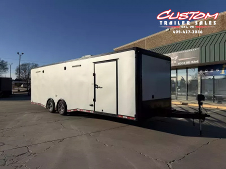Used #037345 USED 2020 FOREST RIVER TA4 8.5 X 28 TANDEM AXLE ENCLOSED RACE TRAILER