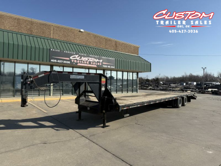 Used #044143 USED 2017 BIG TEX 35 X 102 DUAL TANDEM FLATBED 20K GOOSENECK W/ MAX RAMPS