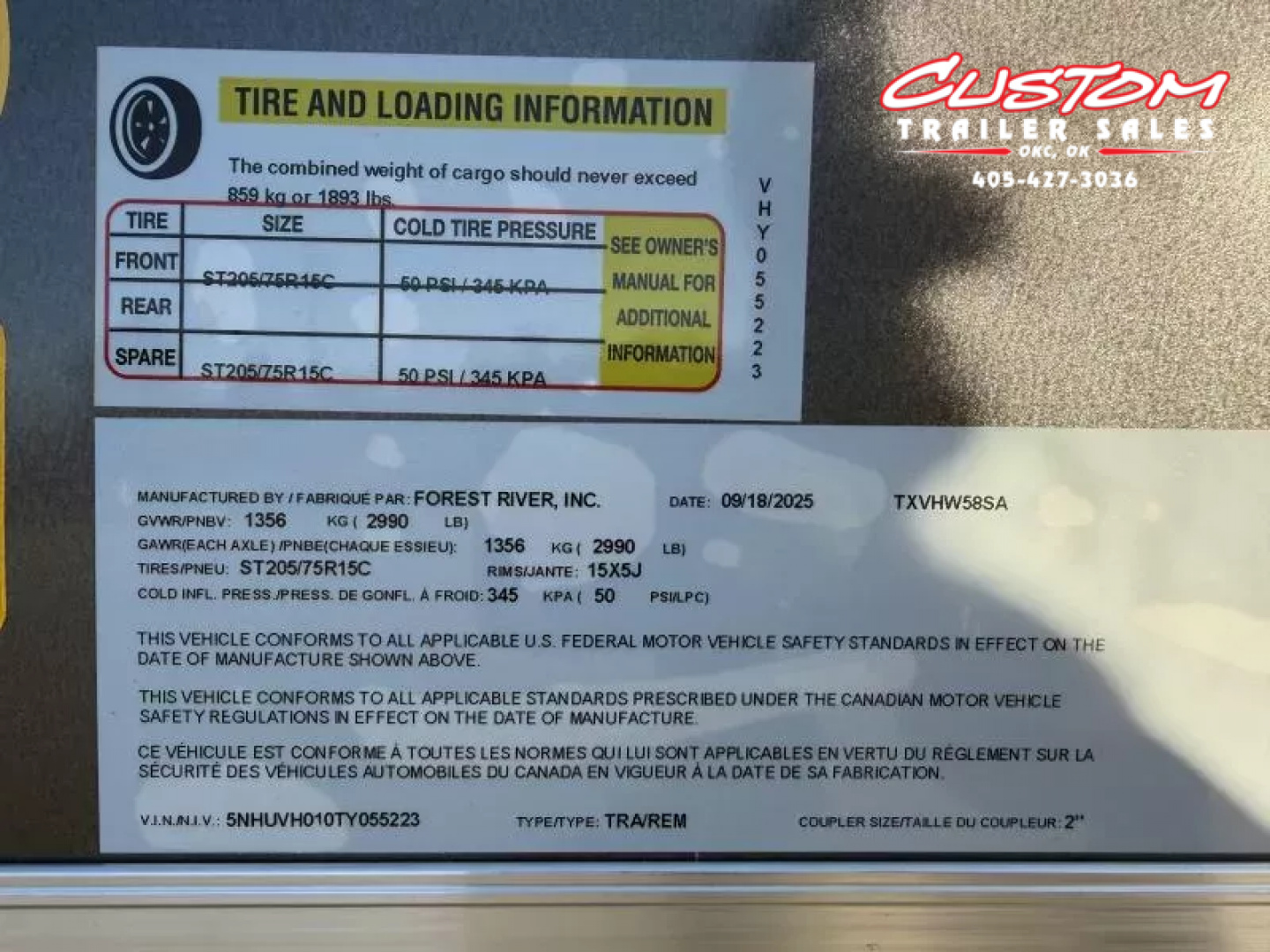 New #055223 2026 FOREST RIVER SA 5 X 8 SINGLE AXLE 3K ENCLOSED W/ REAR RAMP DOOR