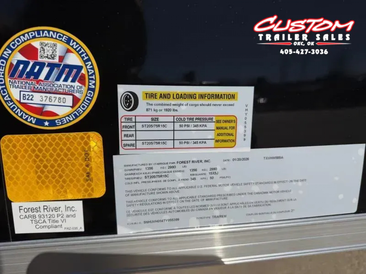 New #055399 2026 FOREST RIVER SA 5 X 8 SINGLE AXLE 3K ENCLOSED W/ REAR RAMP DOOR