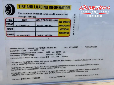 New #055414 2026 FOREST RIVER SA 6 X 10 SINGLE AXLE 3K ENCLOSED W/ REAR RAMP DOOR