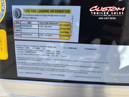 New #055479 2026 FOREST RIVER SA 6 X 10 SINGLE AXLE 3K ENCLOSED W/ REAR RAMP DOOR