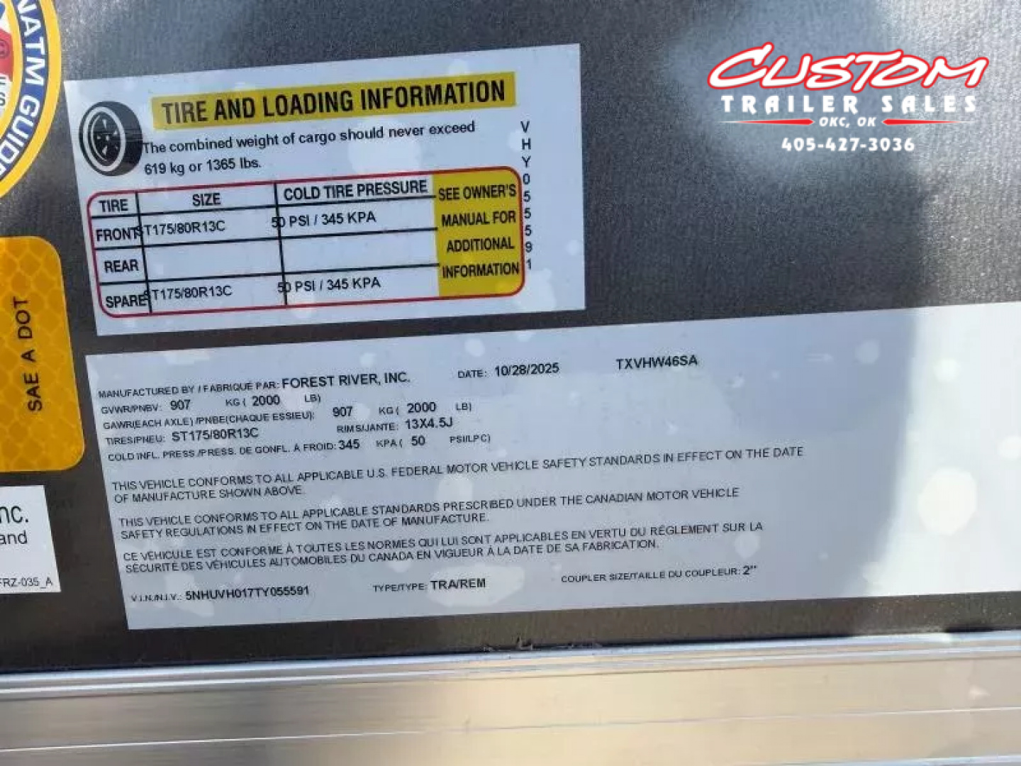 New #055591 2026 FOREST RIVER SA 4 X 6 SINGLE AXLE ENCLOSED 2K W/ REAR BARN DOOR