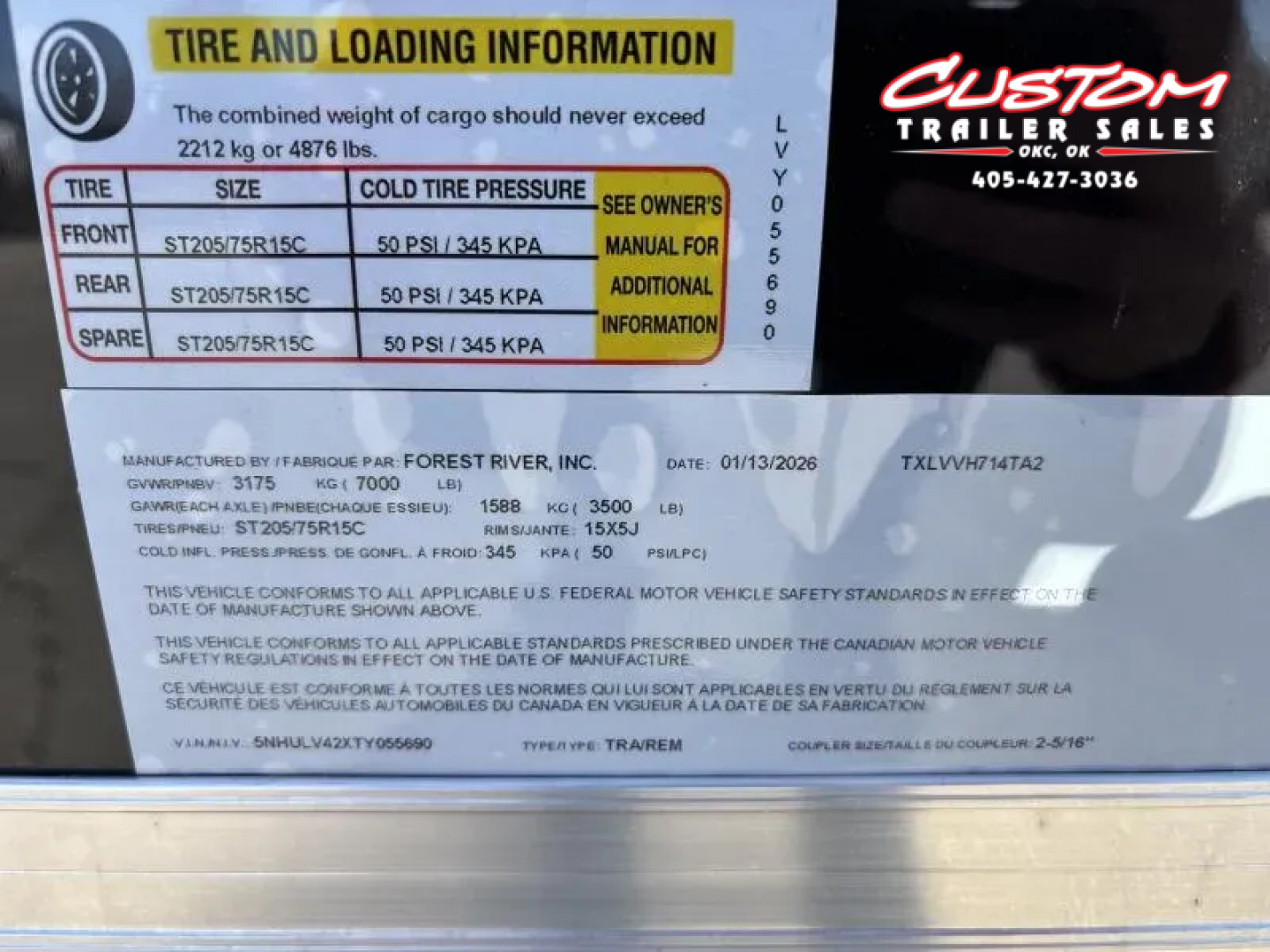 New #055690 2026 FOREST RIVER TA2 7 X 14 TANDEM AXLE 7K ENCLOSED W/ REAR RAMP DOOR