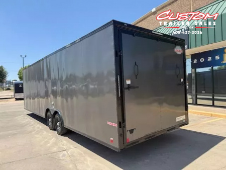 New #095259 2026 FOREST RIVER TA3 8.5 X 28 TANDEM AXLE 10K ENCLOSED W/ REAR RAMP DOOR & BLACKOUT TRIM PACKAGE