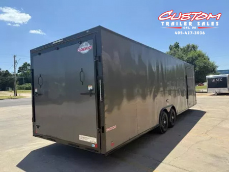 New #095259 2026 FOREST RIVER TA3 8.5 X 28 TANDEM AXLE 10K ENCLOSED W/ REAR RAMP DOOR & BLACKOUT TRIM PACKAGE