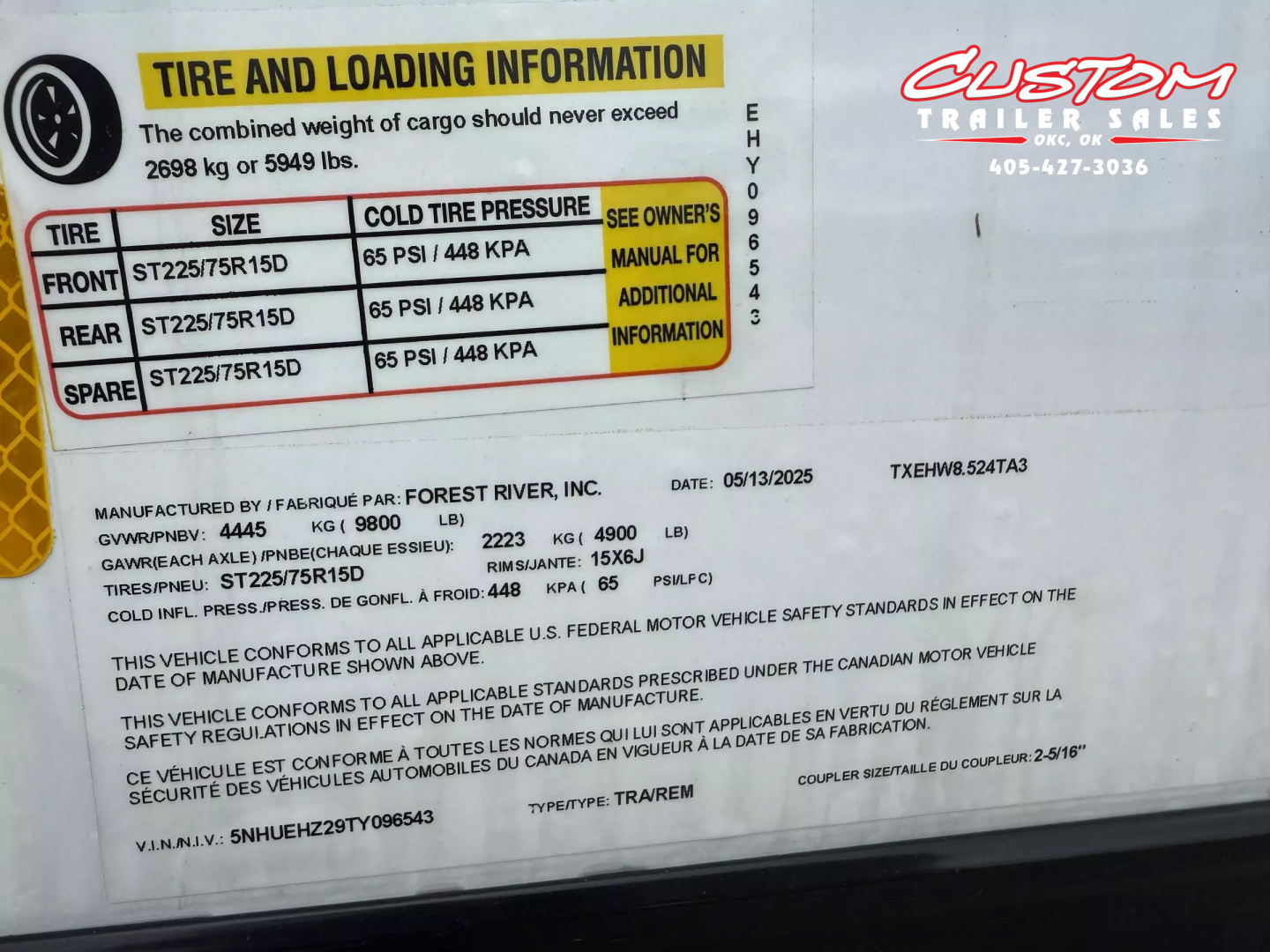 New #096543 2025 FOREST RIVER TA3 8.5 X 24 TANDEM AXLE 10K ENCLOSED W/ REAR RAMP DOOR