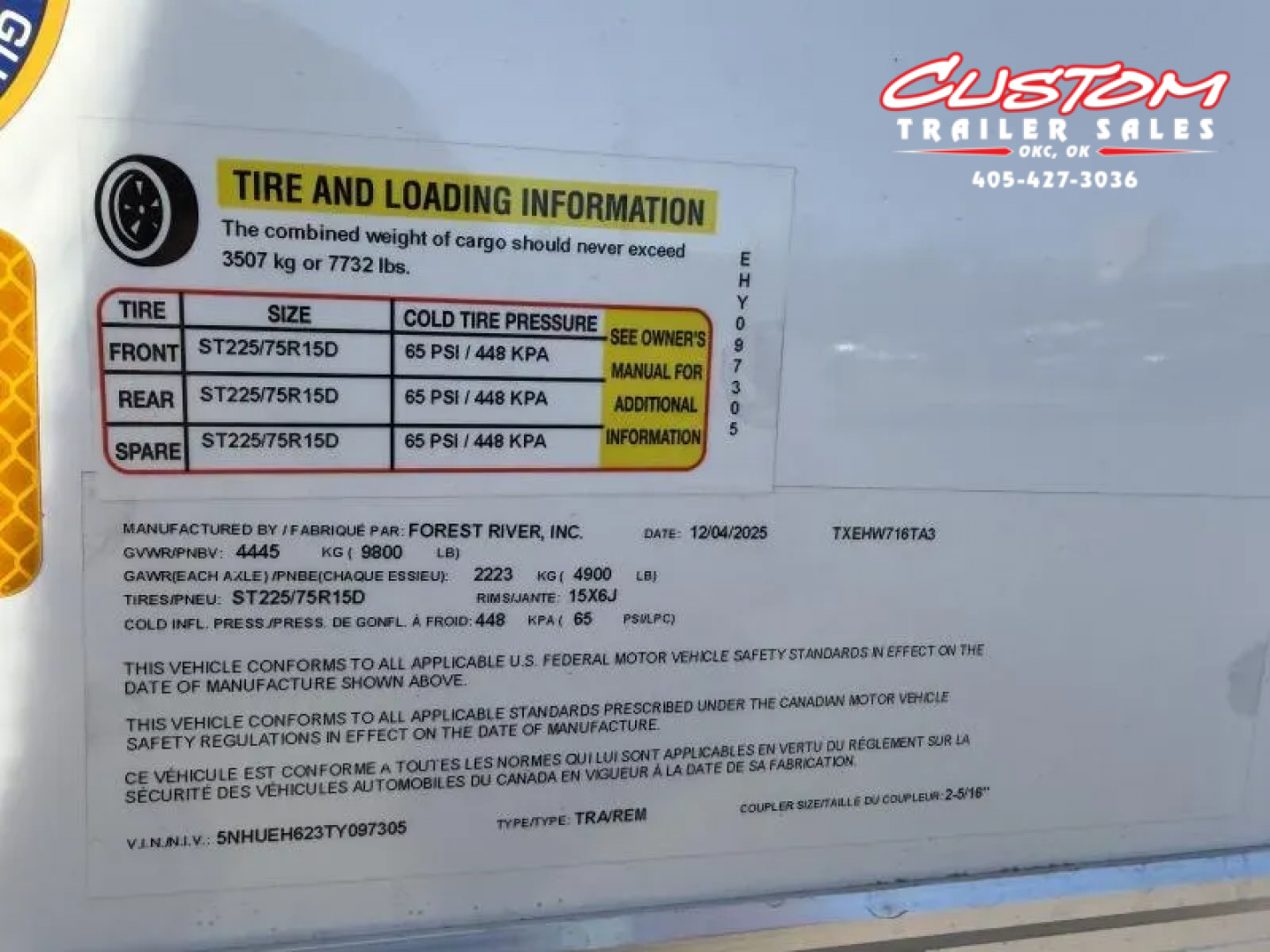 New #097305 2026 FOREST RIVER TA3 7 X 16 TANDEM AXLE 10K ENCLOSED W/ REAR DOUBLE DOORS