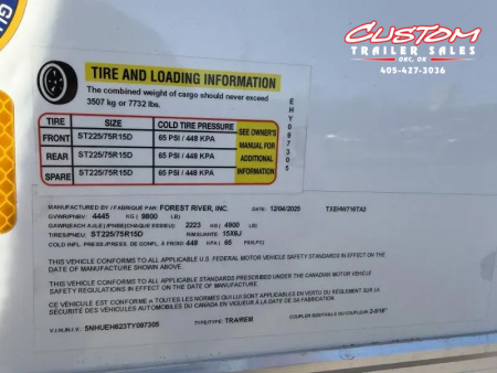 New #097305 2026 FOREST RIVER TA3 7 X 16 TANDEM AXLE 10K ENCLOSED W/ REAR DOUBLE DOORS