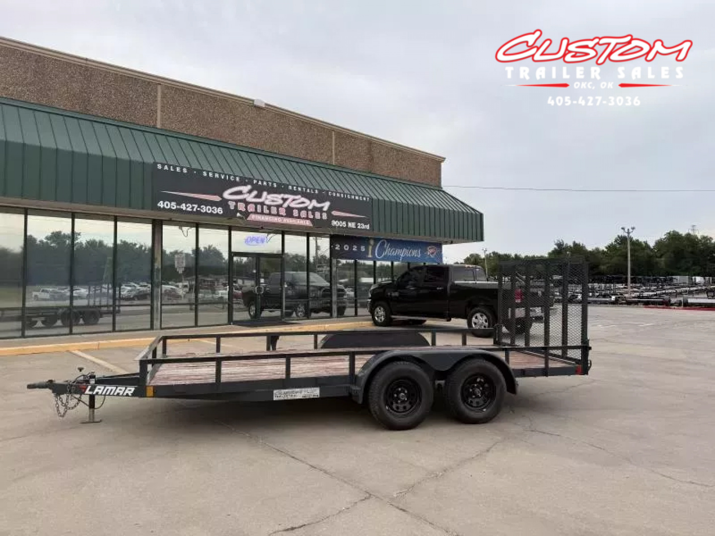 Used #118274 USED 2023 LAMAR UC 16 X 77 TANDEM AXLE 7K ANGLE TOP UTILITY W/ REAR RAMP GATE