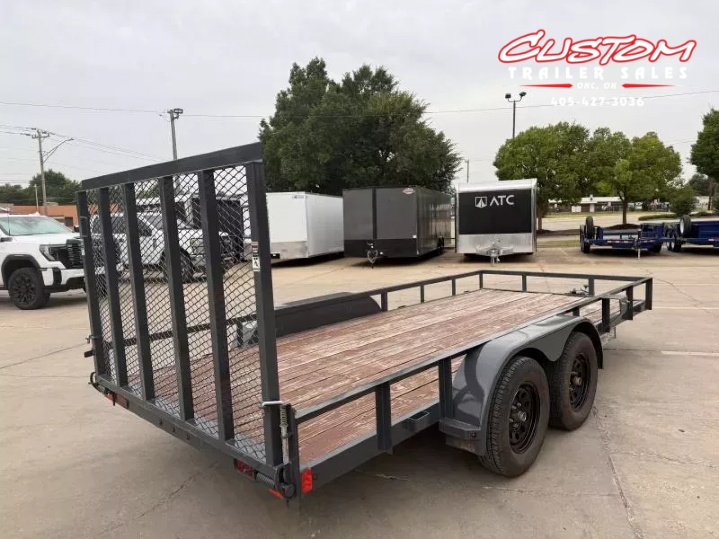 Used #118274 USED 2023 LAMAR UC 16 X 77 TANDEM AXLE 7K ANGLE TOP UTILITY W/ REAR RAMP GATE