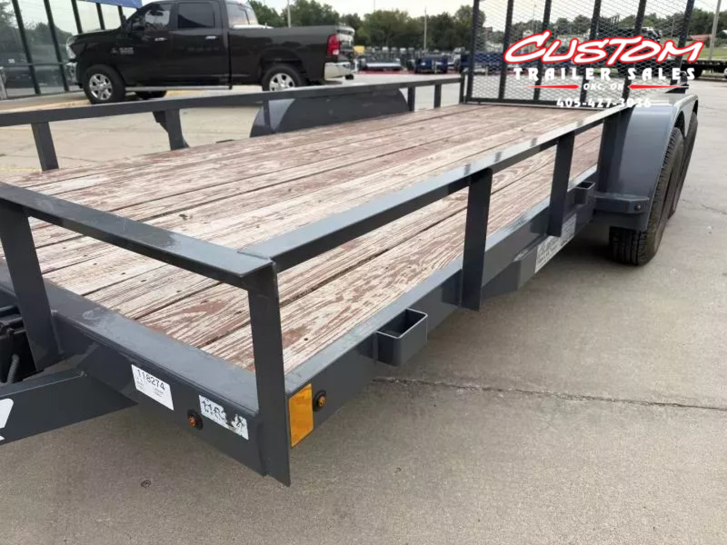 Used #118274 USED 2023 LAMAR UC 16 X 77 TANDEM AXLE 7K ANGLE TOP UTILITY W/ REAR RAMP GATE
