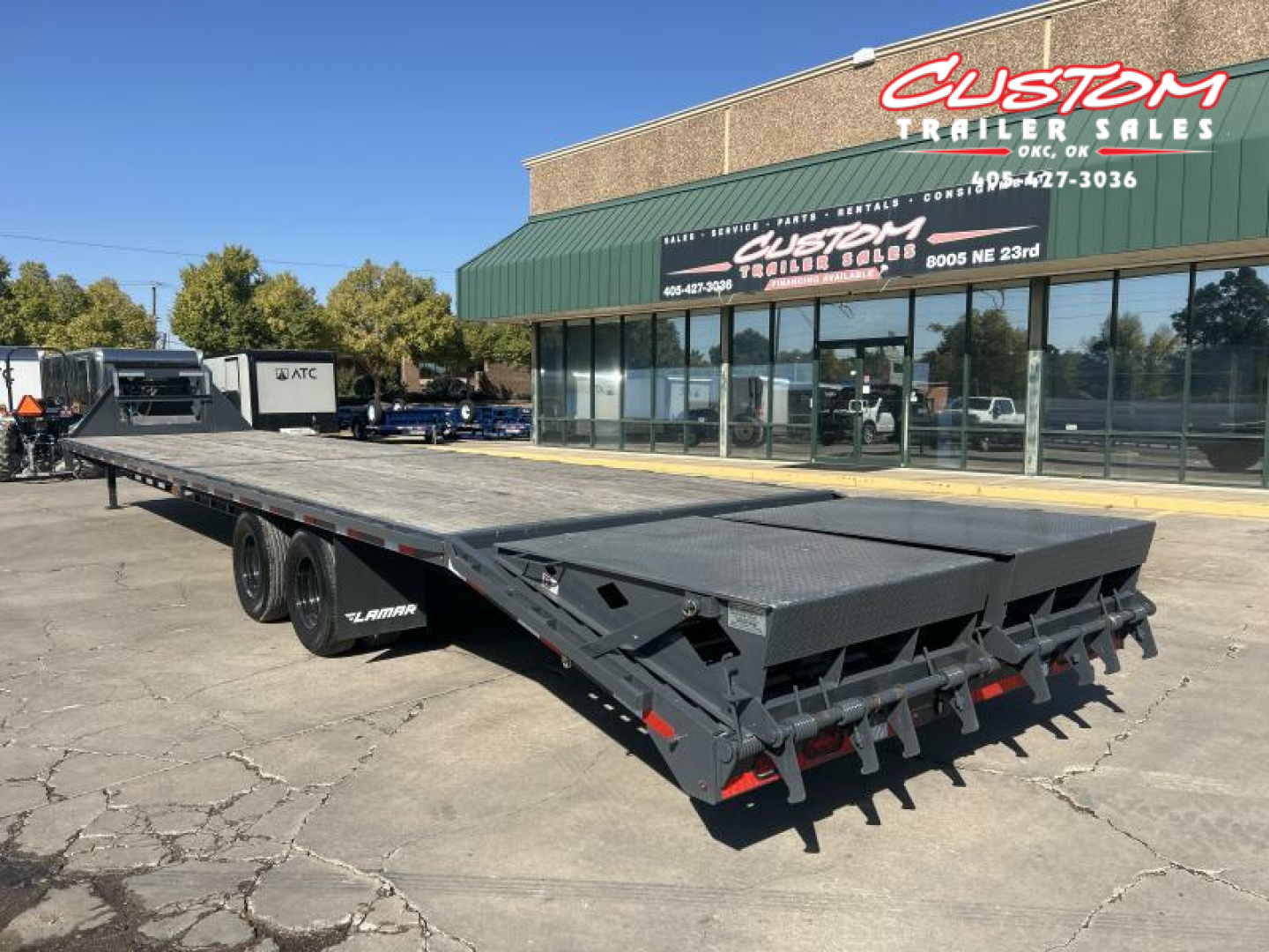 Used #127202 USED 2024 LAMAR FD 40 X 102 DUAL TANDEM 20K GOOSENECK W/ RHINO RAMPS