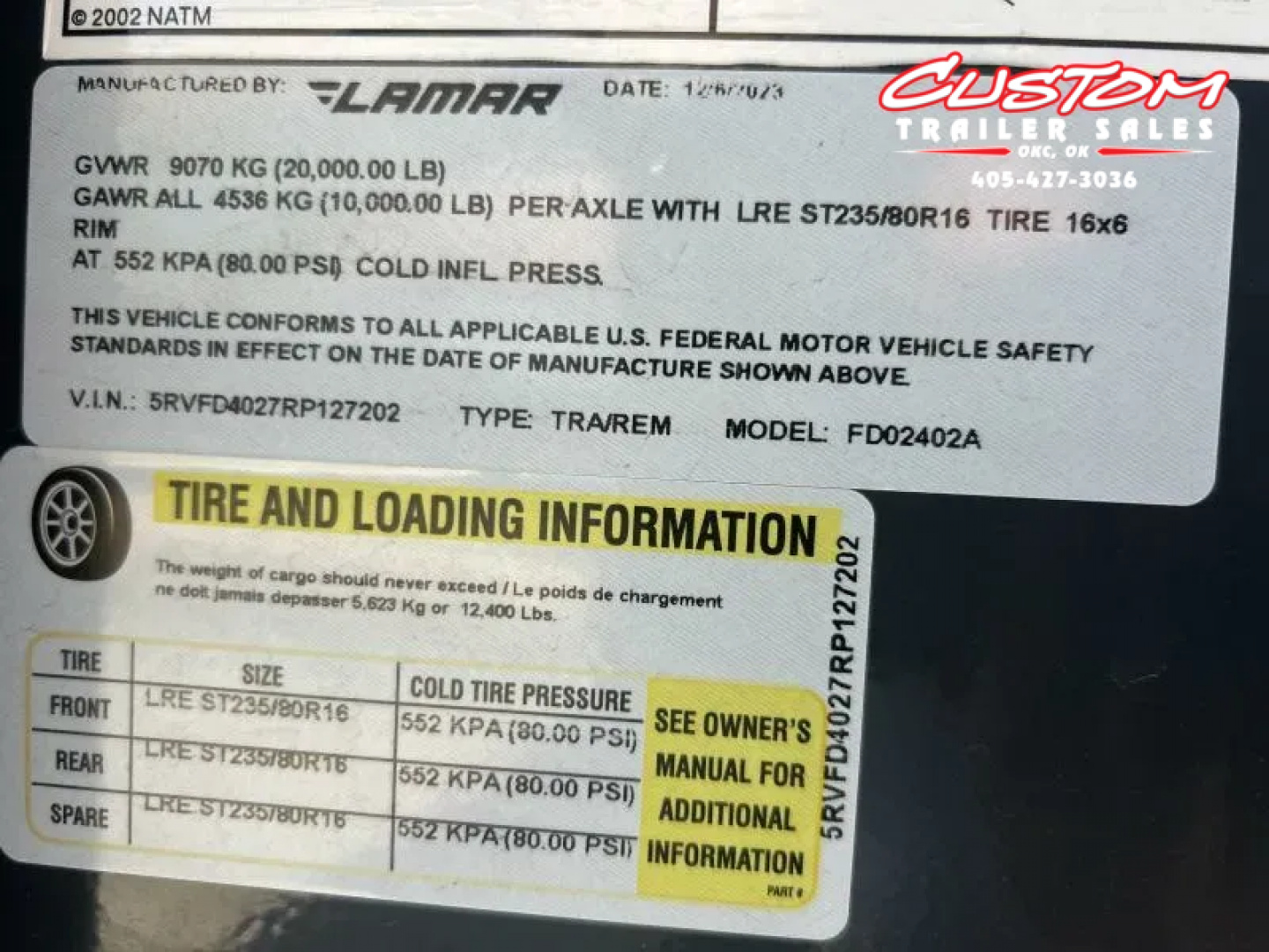 Used #127202 USED 2024 LAMAR FD 40 X 102 DUAL TANDEM 20K GOOSENECK W/ RHINO RAMPS