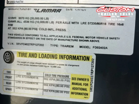 Used #127202 USED 2024 LAMAR FD 40 X 102 DUAL TANDEM 20K GOOSENECK W/ RHINO RAMPS