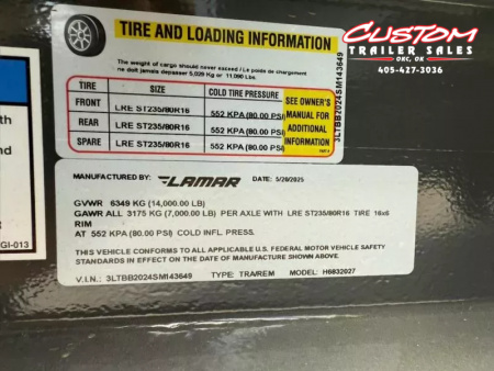 New #143649 2025 LAMAR H6 20 X 83 TANDEM AXLE 14K EQUIPMENT HAULER W/ STAND UP RAMPS