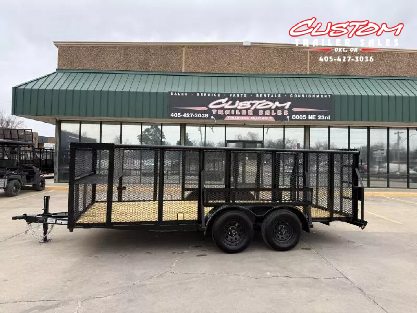 New #144427 2025 MP CUSTOMS 16 X 83 TANDEM AXLE PIPE TOP 7K LANDSCAPE TRAILER W/ 4' SIDES