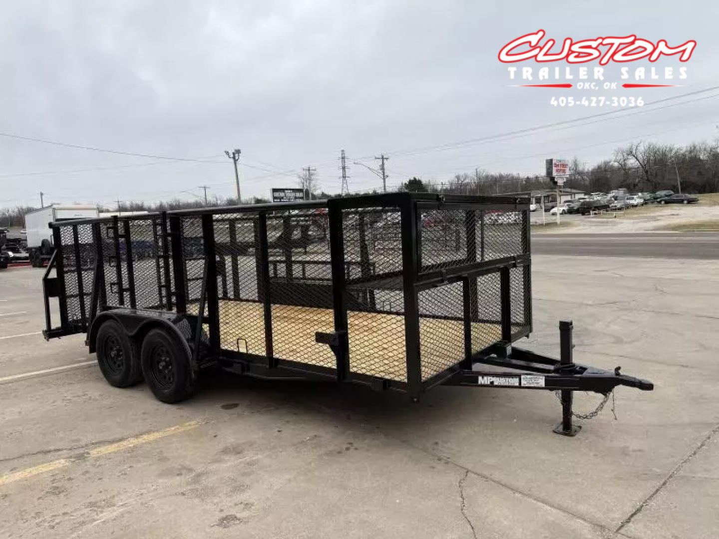 New #144427 2025 MP CUSTOMS 16 X 83 TANDEM AXLE PIPE TOP 7K LANDSCAPE TRAILER W/ 4' SIDES