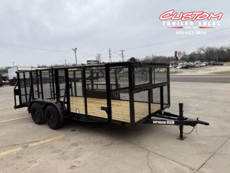 New #144427 2025 MP CUSTOMS 16 X 83 TANDEM AXLE PIPE TOP 7K LANDSCAPE TRAILER W/ 4' SIDES