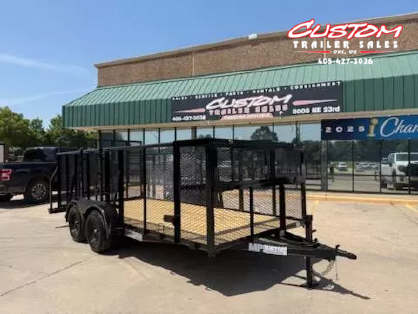 New #144557 2025 MP CUSTOMS 16 X 83 TANDEM AXLE PIPE TOP 7K LANDSCAPE TRAILER W/ 4' SIDES