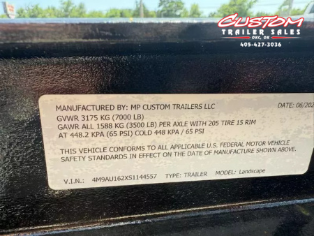 New #144557 2025 MP CUSTOMS 16 X 83 TANDEM AXLE PIPE TOP 7K LANDSCAPE TRAILER W/ 4' SIDES