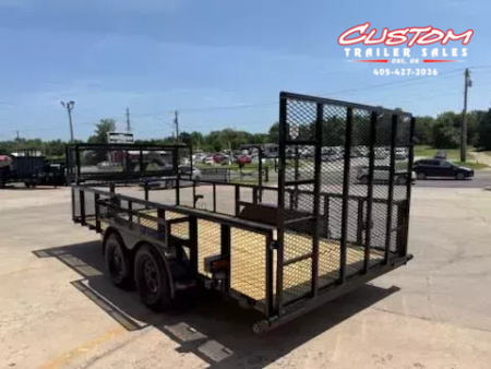 New #144644 2025 MP CUSTOMS 16 X 83 TANDEM AXLE PIPE TOP 7K LANDSCAPE TRAILER W/ 2' SIDES