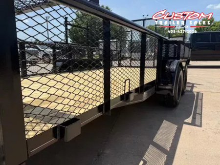 New #144644 2025 MP CUSTOMS 16 X 83 TANDEM AXLE PIPE TOP 7K LANDSCAPE TRAILER W/ 2' SIDES