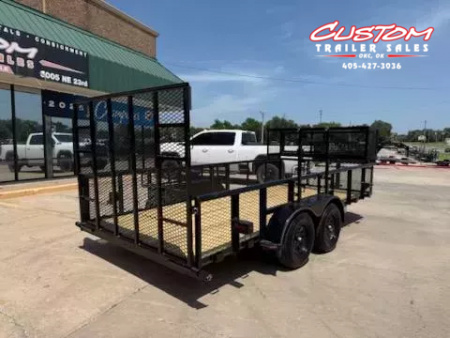 New #144644 2025 MP CUSTOMS 16 X 83 TANDEM AXLE PIPE TOP 7K LANDSCAPE TRAILER W/ 2' SIDES