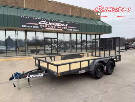 New #144811 2026 LAMAR UC 14 X 77 TANDEM AXLE PIPE TOP 7K UTILITY W/ REAR RAMP GATE