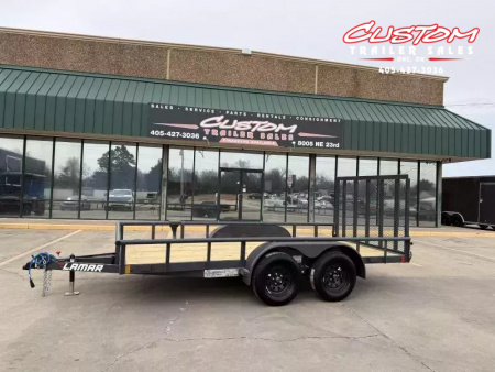 New #144811 2026 LAMAR UC 14 X 77 TANDEM AXLE PIPE TOP 7K UTILITY W/ REAR RAMP GATE