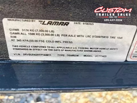 New #144811 2026 LAMAR UC 14 X 77 TANDEM AXLE PIPE TOP 7K UTILITY W/ REAR RAMP GATE