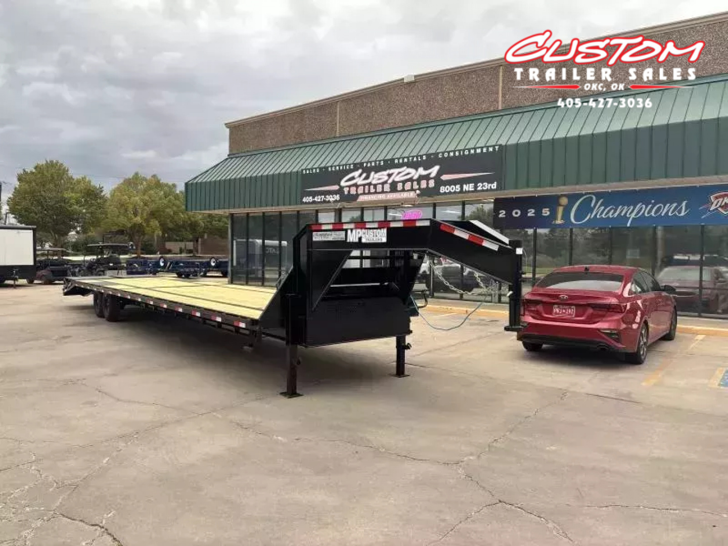 New #144894 2026 MP CUSTOMS 40 X 102 TANDEM AXLE 14K FLATBED GOOSENECK W/ MAXX RAMPS