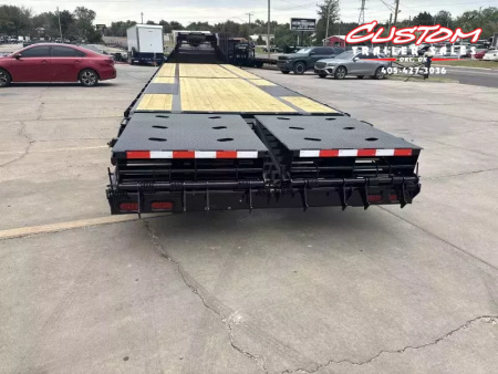 New #144894 2026 MP CUSTOMS 40 X 102 TANDEM AXLE 14K FLATBED GOOSENECK W/ MAXX RAMPS