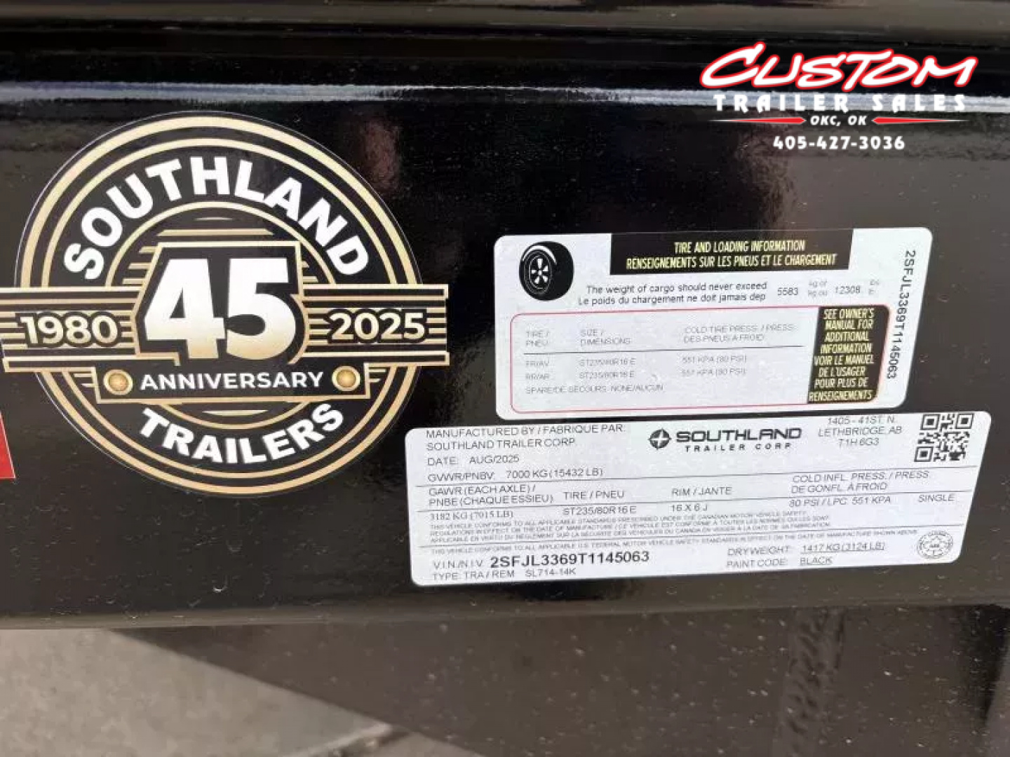 New #145063 2026 SOUTHLAND SL714 14 X 84 TANDEM AXLE 14K BUMPER PULL DUMP W/ SPARE TIRE