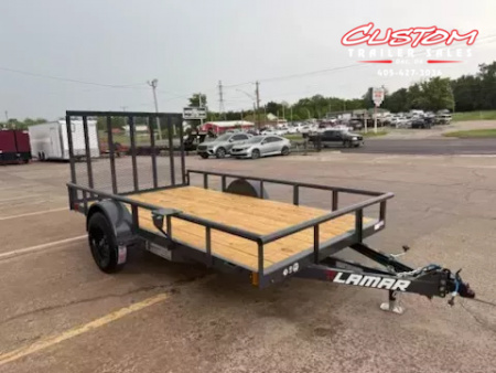 New #145759 2026 LAMAR UC 12 X 77 SINGLE AXLE PIPE TOP 3K UTILITY TRAILER W/ REAR RAMP GATE