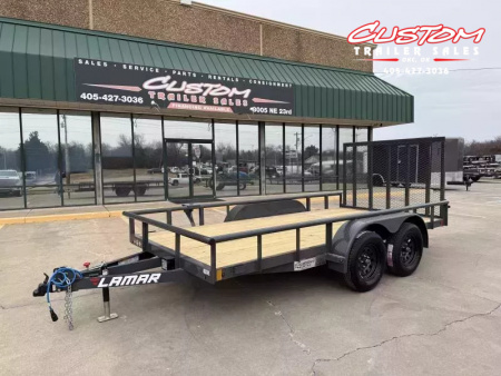 New #145760 2026 LAMAR UC 14 X 77 TANDEM AXLE PIPE TOP 7K UTILITY W/ REAR RAMP GATE