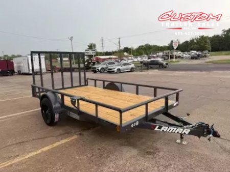 New #146104 2026 LAMAR UC 12 X 77 SINGLE AXLE PIPE TOP 3K UTILITY TRAILER W/ REAR RAMP GATE