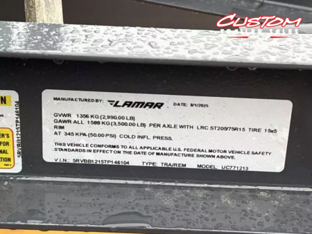 New #146104 2026 LAMAR UC 12 X 77 SINGLE AXLE PIPE TOP 3K UTILITY TRAILER W/ REAR RAMP GATE