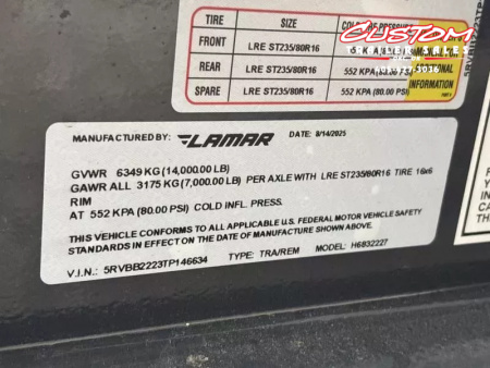 New #145634 LAMAR H6 22 X 83 TANDEM AXLE 14K EQUIPMENT HAULER W/ SLIDE IN RAMPS