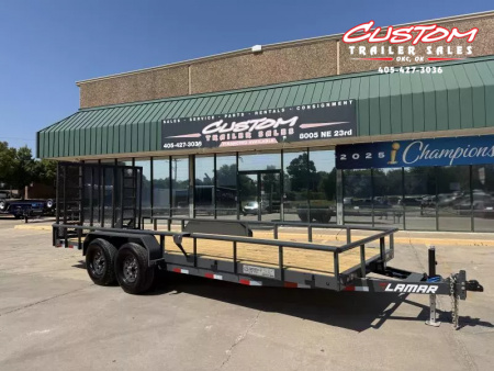 New #146637 2026 LAMAR U5 20 X 83 TANDEM AXLE PIPE TOP 10K UTILITY W/ REAR RAMP GATE